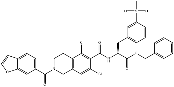 (S)-2-(2-(ベンゾフラン-6-カルボニル)-5,7-ジクロロ-1,2,3,4-テトラヒドロイソキノリン-6-カルボキサミド)-3-(3-(メチルスルホニル)フェニル)プロパン酸ベンジル